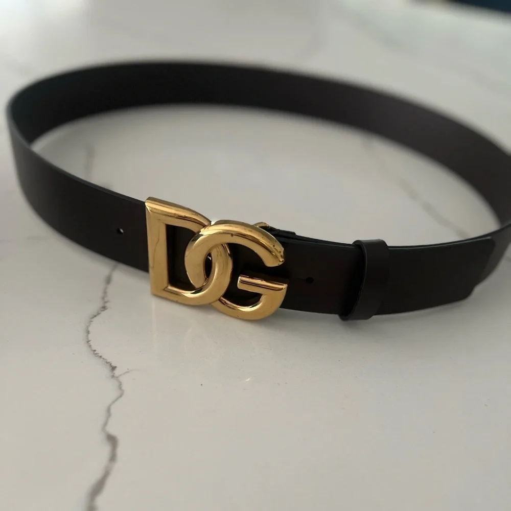 Dolce&Gabbana DG Logo Brown Leather Belt - Picture 1 of 15